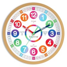 Learning Clock for Kids Telling Time Silent Non Ticking Battery Operated Colo...