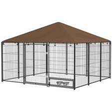 7x7 ft Outdoor Dog Kennel with Canopy Garden Playpen Fence Crate Enclosure Cage