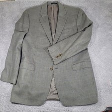 Vintage Chaps Ralph Lauren Grey Wool Houndstooth 48 Jacket Sport Coat Blazer