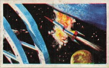 Vintage Japanese Menko Card Space Rocket Explosion 3D Sci-Fi Robot