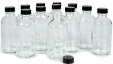12 Clear 4 Oz Glass Bottles With Lids