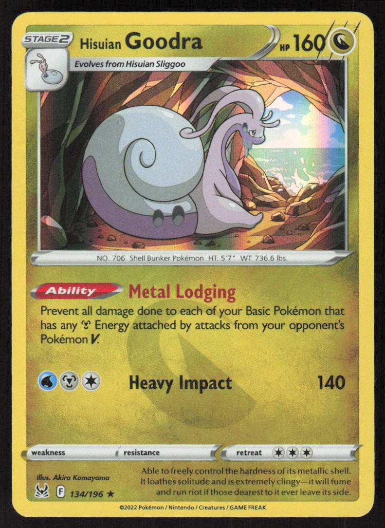Pokemon Hisuian Goodra Holo Rare 134/196 SWSH11: Lost Origin Holofoil LP