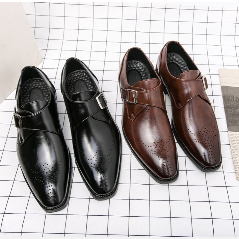 Men's Handmade Leather Monk Strap Oxford Dress Suit Shoes Wedding Party Formal