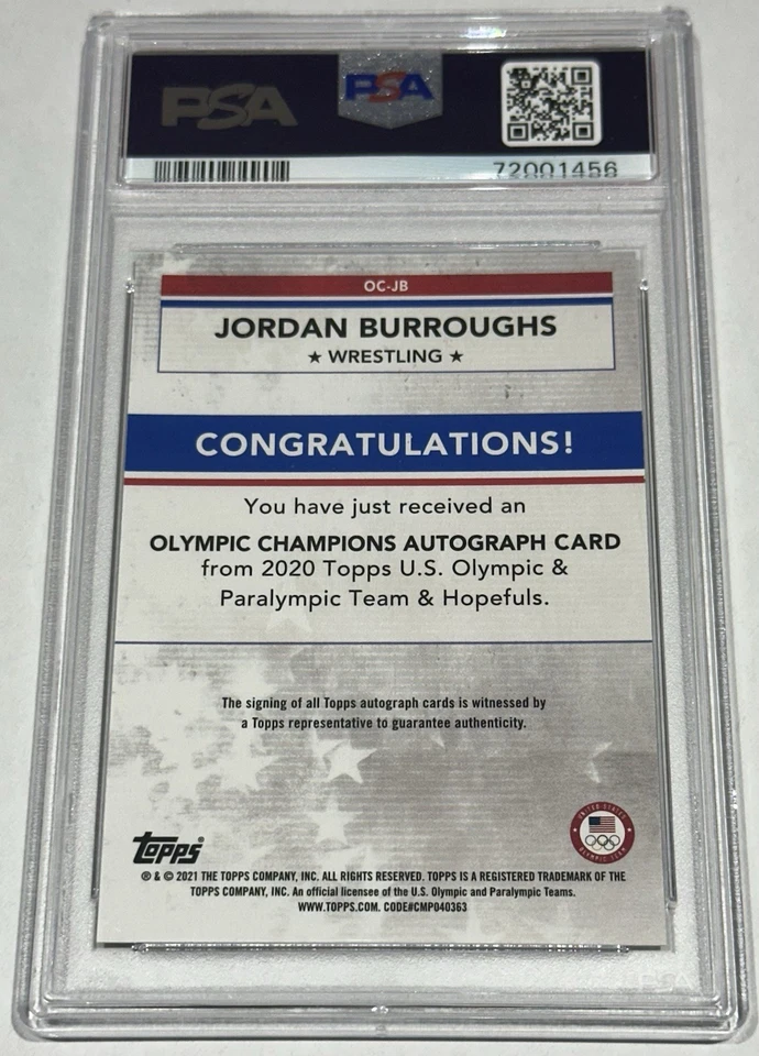 2021 JORDAN BURROUGHS TOPPS OLYMPICS PARALYMPICS AUTO 049/100 - PSA 10 GEM MINT - Image 2 of 2
