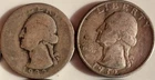 TWO TWO Dates  1932 D 1932 S Washington Quarters Higher Grade Silver 25C