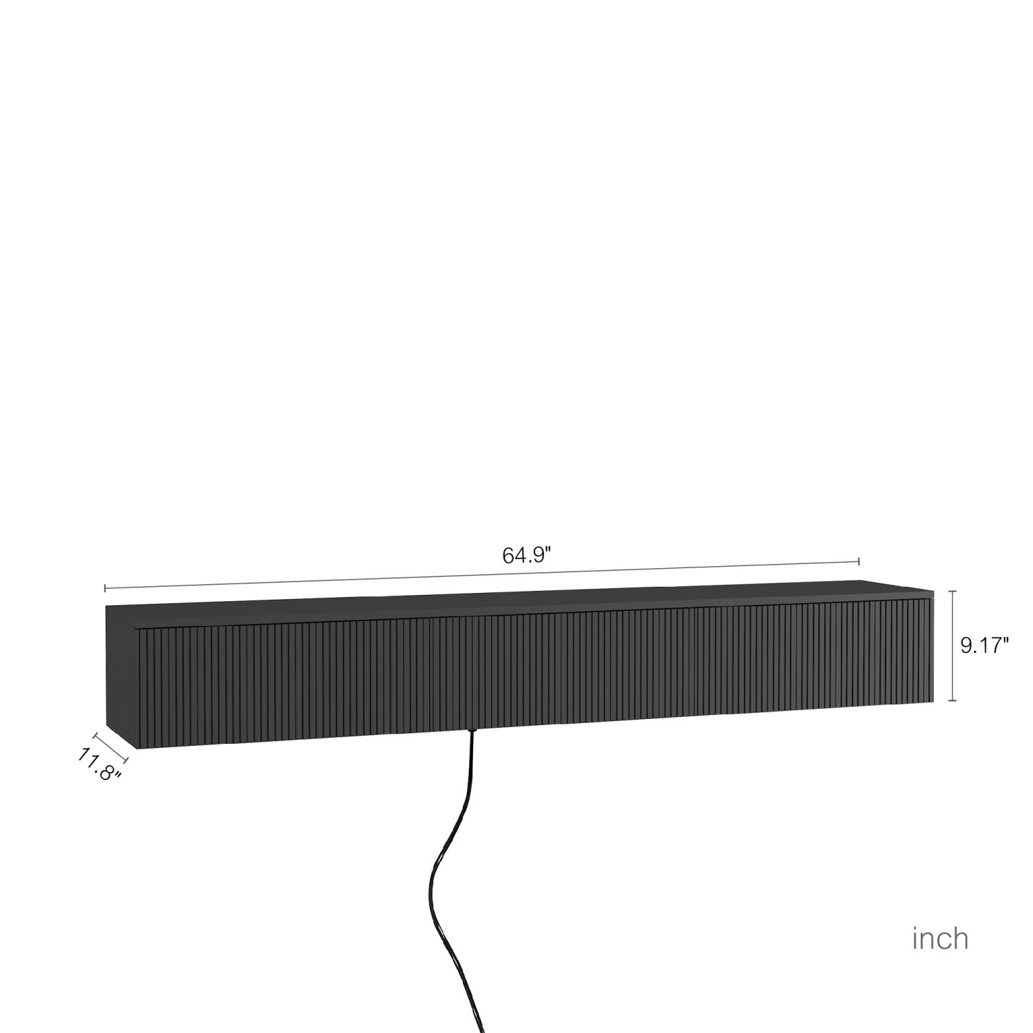 Modern Floating TV Stand Wall Mounted with LED Lights & USB Ports for 65in TVs