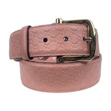 NEW Gucci Microguccissima Monogram Wide Leather Belt Pink Women Size 85/34