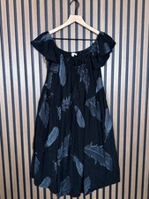 Little White Lies Dress Small Womens Black Blue Off Shoulder Ruffle Midi Printed