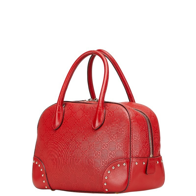 Gucci GG Embossed Leather Shoulder Bag Red 2WAY Women's Authentic thumbnail 2