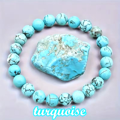 Trendiges Elastisches Vintage-Perlenarmband  Turquoise Naturstein-Akzenten