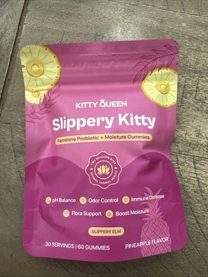 Slippery Kitty Queen Womens Probiotic Moisture pH Balance Odor Gummies Pineapple