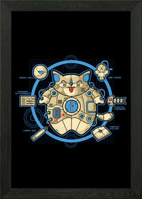 Hi-Tech Katze gerahmtes Wandbild Poster Leinwanddruck Bild
