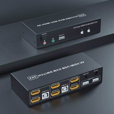 Dual Monitor KVM Switch HDMI 2 Port, 4K60Hz KVM Switch 2 Monitors 2 Computers...