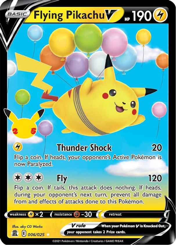 Flying Pikachu V - 006/025 - Pokemon Celebrations Sword Shield Rare Card NM
