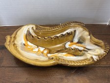 Vintage Brown, White, Yellow/Orange Ashtray Made in USA (5)