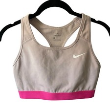 Nike Womens Medium Racerback Sports Bra Pink Dri-Fit Workout Activewear Basic