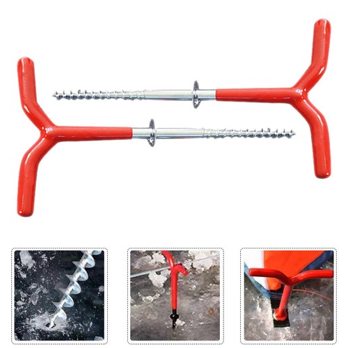 2 Pcs Camping Ground Nail Tent Stakes Heavy Duty Screw Ice Fishing Accessories - Picture 2 of 12