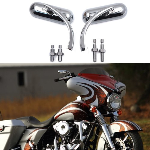 Chrome Oval Mirrors For Harley Davidson Street Glide Road King Softail Touring A - Picture 2 of 12