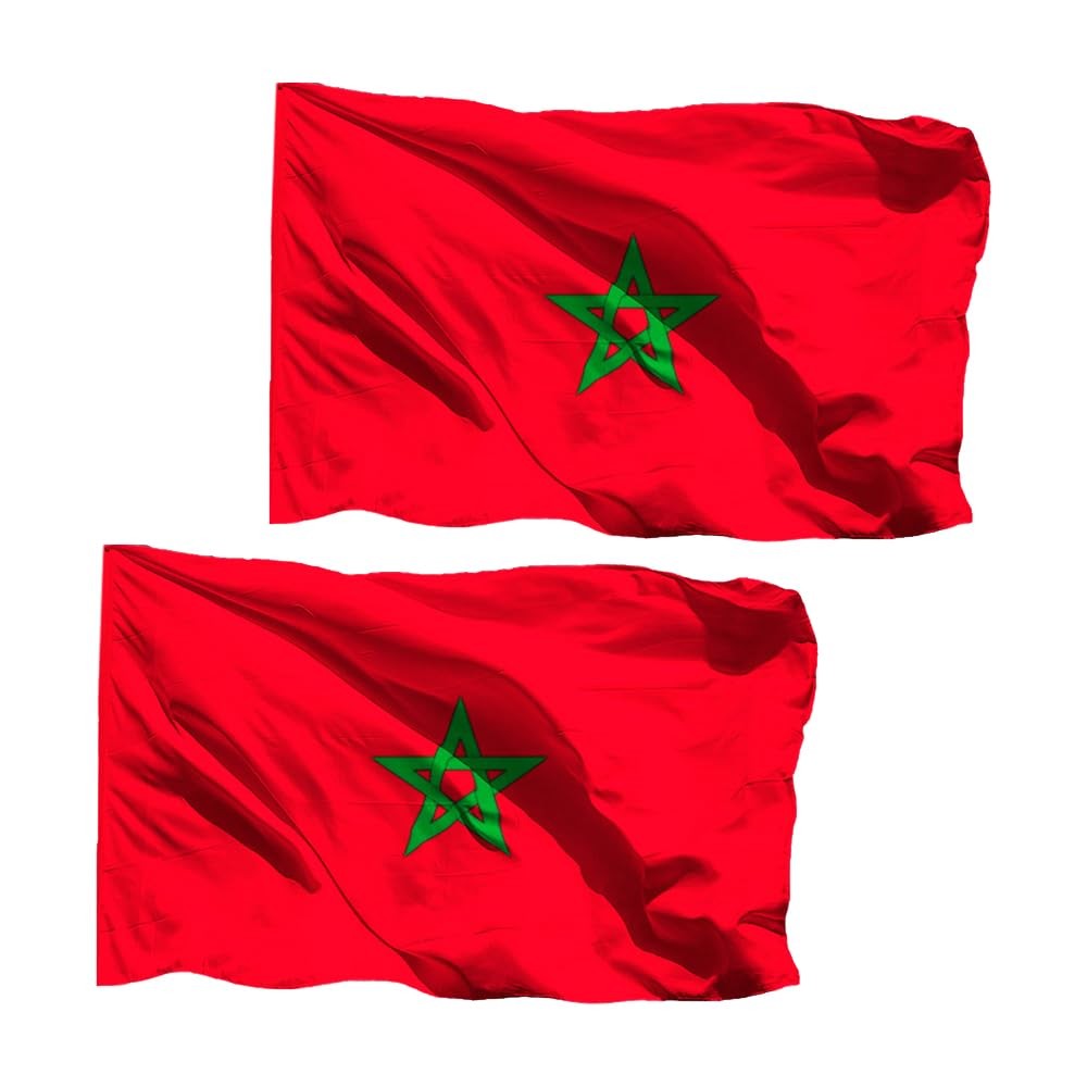 Drapeau marocain 90x150 cm lot de 2 grands drapeaux rouges pour mât