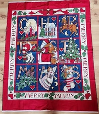Vintage Susan Winget Fabric Traditions Merry Christmas Wall Hanging Quilt Panel