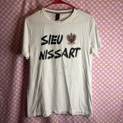 OGC Nice Official Soccer T-Shirt Size Medium White Sieu Nissart French Soccer