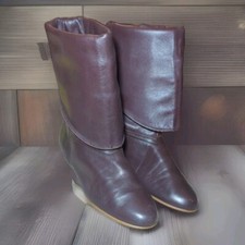 Vintage 1970s Soft Leather Slouchy Tall Riding Boots DEX Stacked Heel Campus 7.5