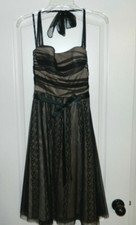 Women's Black & Tan Lace Evening Dress Size 3
