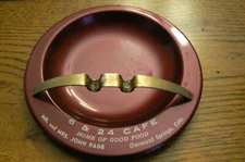  Vintage Metal Advertising Ashtray 6&24 Cafe John Page Glenwood Springs, Colo