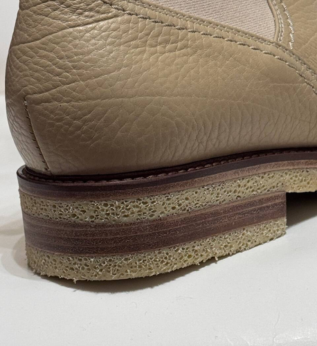 Men’s All-Leather Chelsea Boots – Beige Pebbled Leather – Handmade - Picture 4 of 6