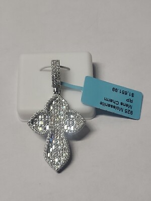 Sterling Silver Cross Pendant Moissanite Dimonds Baguette 5.16 Ctw Vvsd