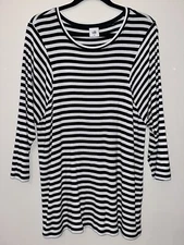 CABI Women’s Striped Black White Bistro #5188 Top T-Shirt Medium
