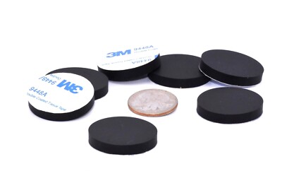 1 1/4'' Diameter Die Cut Rubber Discs 3/16'' Thick  3M Adhesive Various Pack Sizes