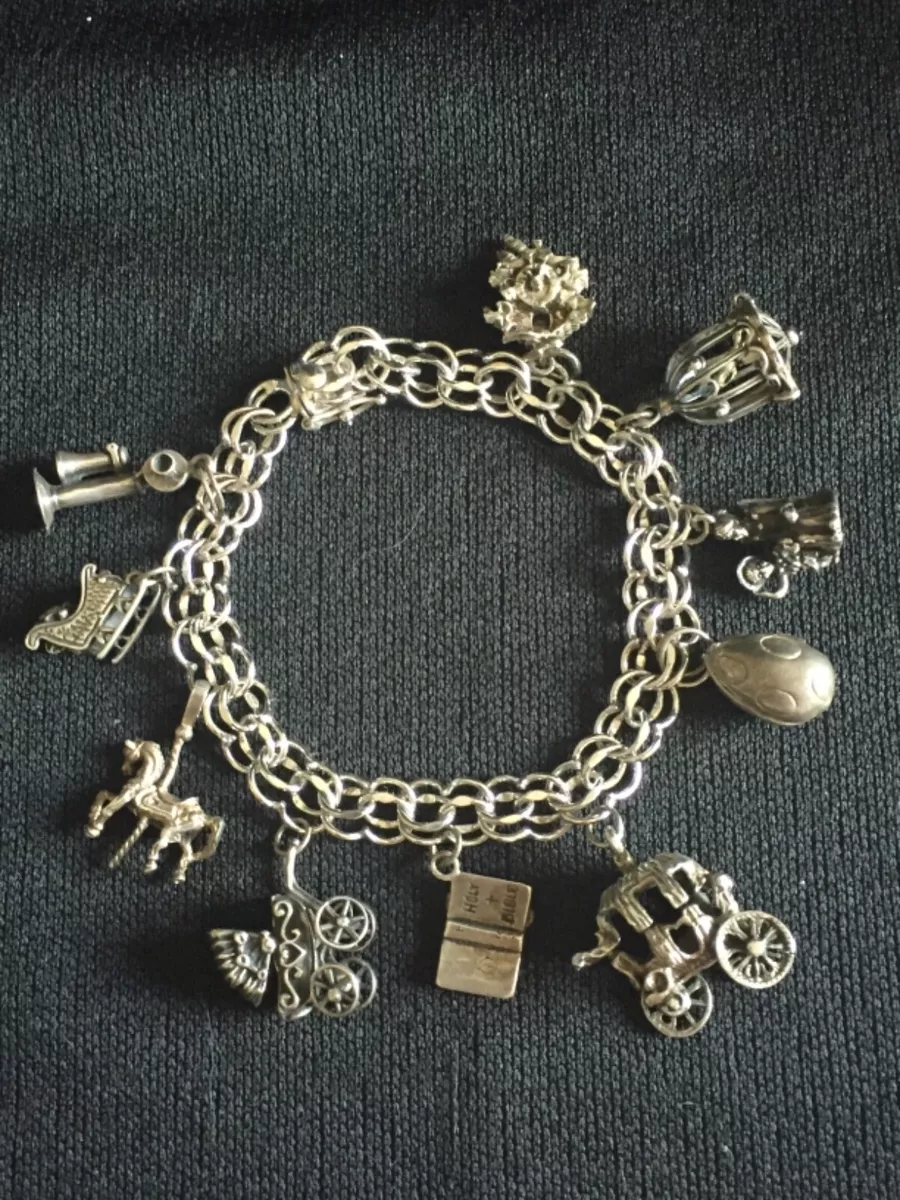 Vintage Sterling Silver Elco Fancy Charm Bracelet with 5 Charms