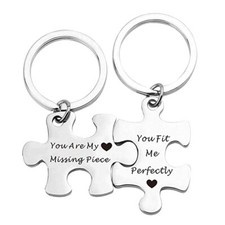 Matching Puzzle Keychain Gift for Couples Boyfriend Girlfriend Him Her