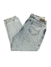VTG 80's LEE USA UNION MADE ACID WASH DENIM BLUE JEANS Womens 34x27 Mom Jeans