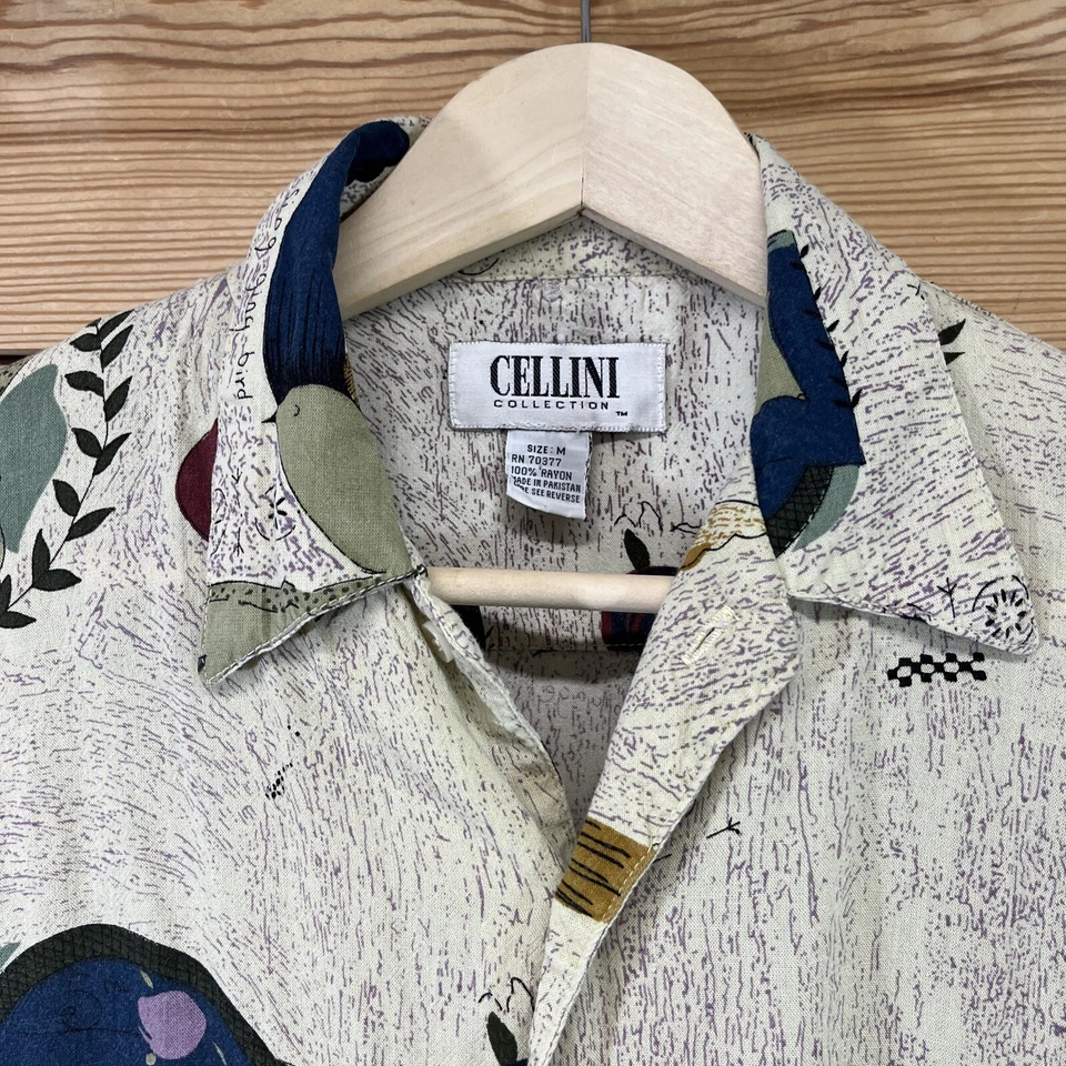 Camisa De Colección Cellini Mediana Rayón Botón Huille Dolives Rue Ginoux Café Bird B14 Foto 2 de 4