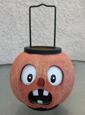 Illuminations Scared Pumpkin Lantern 6  Tall Halloween