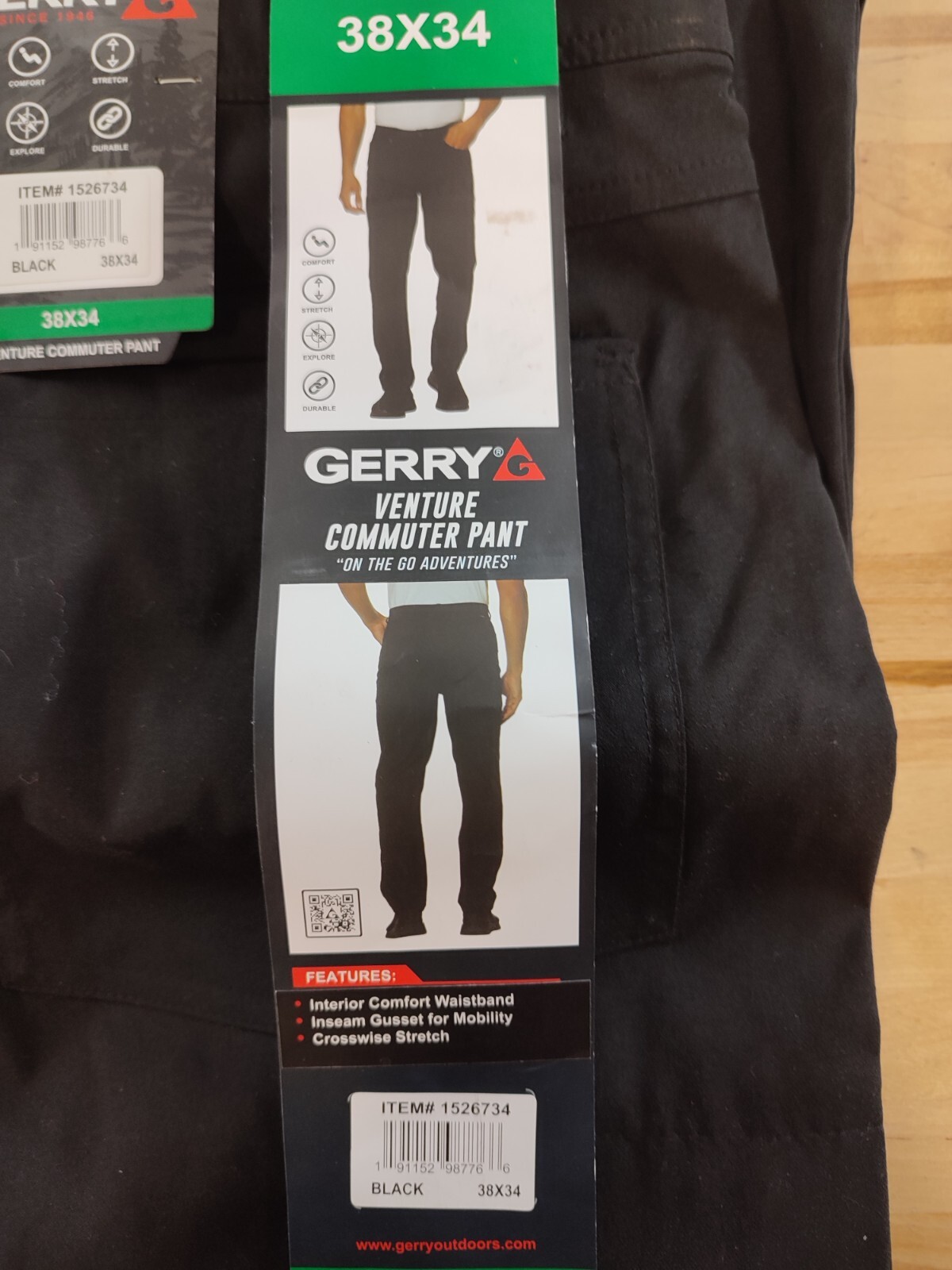 Gerry Men’s Venture Commuter Pant Stretch Fabric Leg Zip Pocket Black