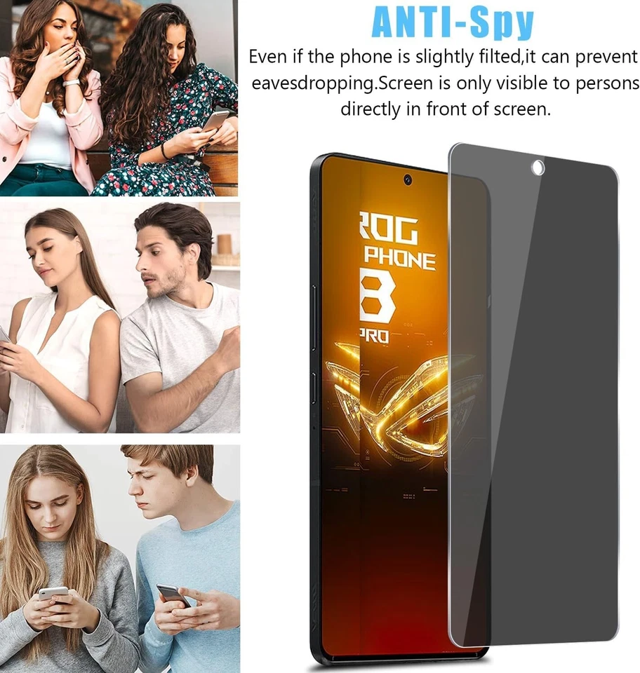 Protector de pantalla de vidrio templado antiespía privacidad para teléfono Asus ROG 9 FE 8 7 Pro Foto 4 de 4