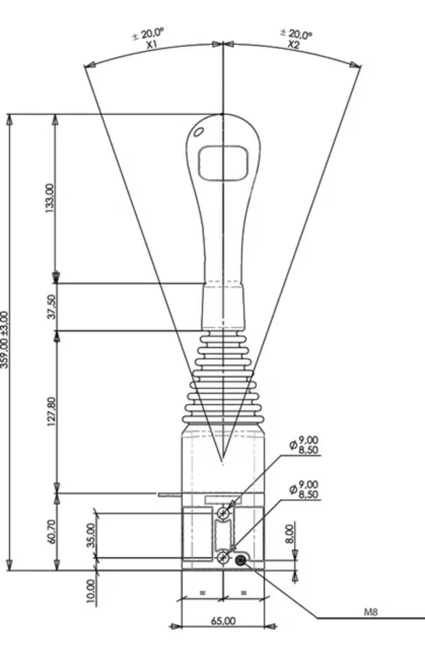 Joystick Kreuzhebel Griff Frontlader Einhandhebel ISO wählbar Taster Hydraulik - Bild 2 von 4