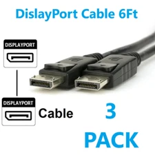 3 PACK Displayport to Display Port Cable DP Male to Male Cord 4K HD 6FT™