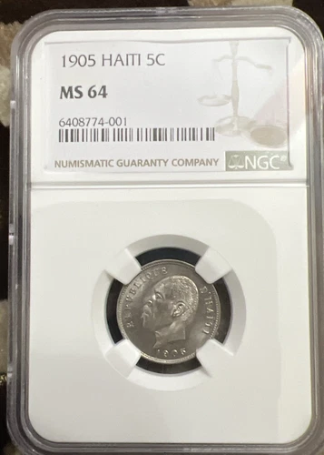 Look 1905 Haiti 5 Centimes, NGC MS 64 nice coin, guaranteed by NGC