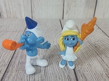 McDonalds Peyo Smurfs Figures Smurfette and Party Planner Smurf 3" 2013