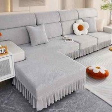 Elastic Jacquard Fleece Sofa Cover with Skirt 1/2/3/4 Seater Corner Slipcovers