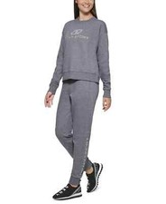 DKNY NWT SPORT Women's Embroidered Logo Cotton Sweatshirt Top Gray Size XS 60