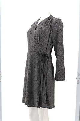H Halston Jet Set Jersey Knit Wrap Dress Anise Black M NWOT (405) | eBay