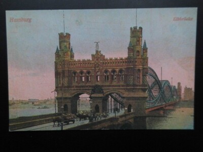 Hamburg postcard reprint 1973 HA Slg Lachmund-New Elb bridge (1910)