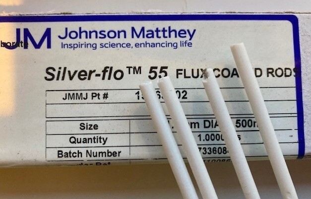 Silver solder JM Silver-flo 55 flux-coated 55% silver 4 rods 2.0mm x ...