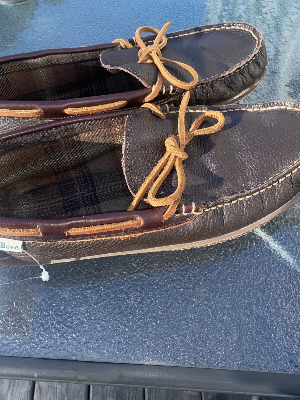 L.L. Bean Brown Handsewn Leather Slippers Flannel Lined Men's Size 10 M 212164 eBay