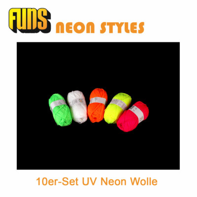 FUNS Neon Styles UV- / Schwarzlicht-Wolle 2 x 5 Farben Set als Dekoration